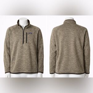 Patagonia Men’s XL Quarter Zip Fleece Pullover – Tan/Olive – Repaired